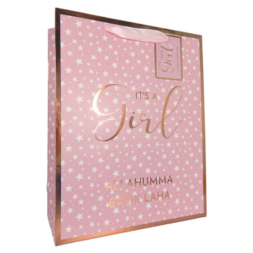 Baby Girl Gift Bag - Pink & Rose Gold