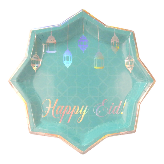 Happy Eid Party Plates (10pk) - Teal & Iridescent