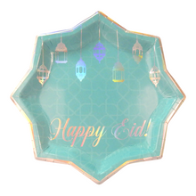  Happy Eid Party Plates (10pk) - Teal & Iridescent