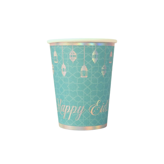 Happy Eid Party Cups (10pk) - Teal & Iridescent
