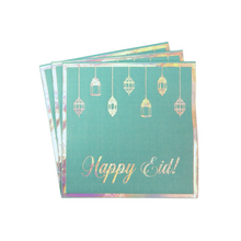  Happy Eid Party Napkins (20pk) - Teal & Iridescent