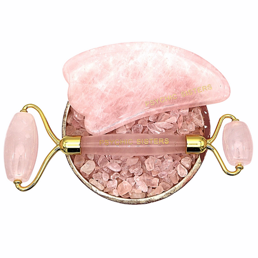 Rose Quartz Gua Sha & Roller Gift Set