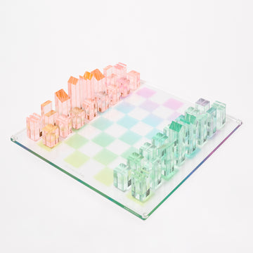 Luxurious Lucite Chess & Checkers Aurora
