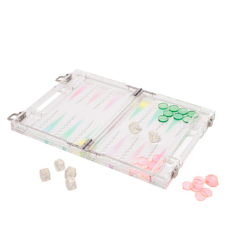 Take Me Anywhere Mini Lucite Backgammon Aurora