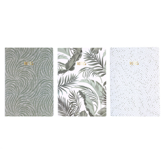 Set of 3 B5 Green Foliage Notebooks