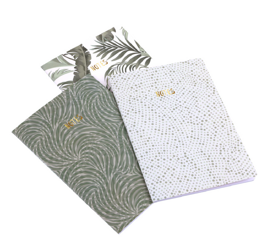 Set of 3 B5 Green Foliage Notebooks