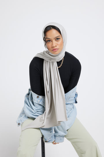 Modest Beyond Organic Bamboo Jersey Hijab - Light Grey