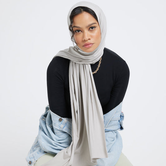 Modest Beyond Organic Bamboo Jersey Hijab - Light Grey