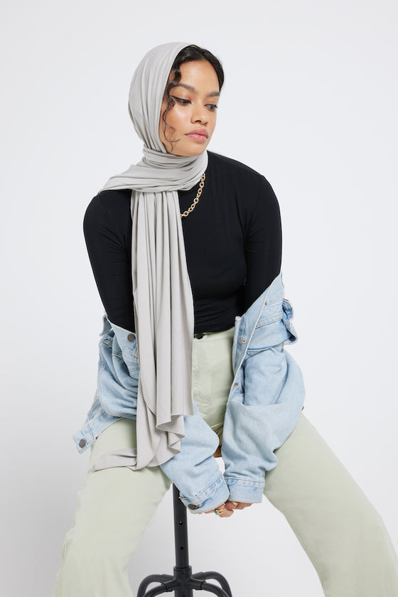 Modest Beyond Organic Bamboo Jersey Hijab - Light Grey