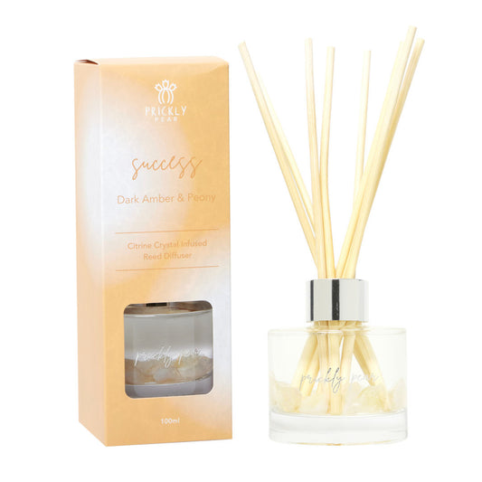 Citrine Crystal Infused Reed Diffuser 100ml - Dark Amber & Peony