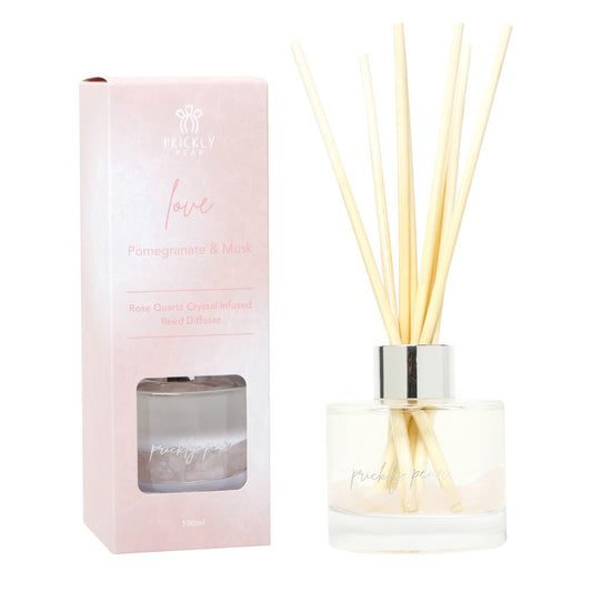 Rose Quartz Crystal Infused Reed Diffuser 100ml - Pomegranate & Musk